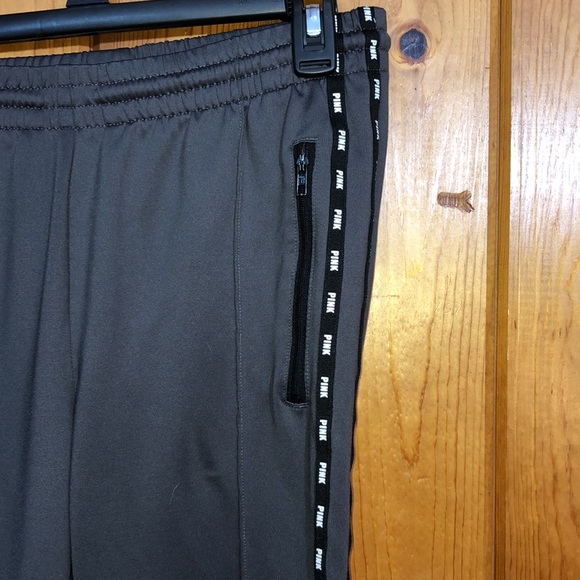 PINK active wear jogger pants sweatpants size medium gray/white workout sports - Picture 4 of 8